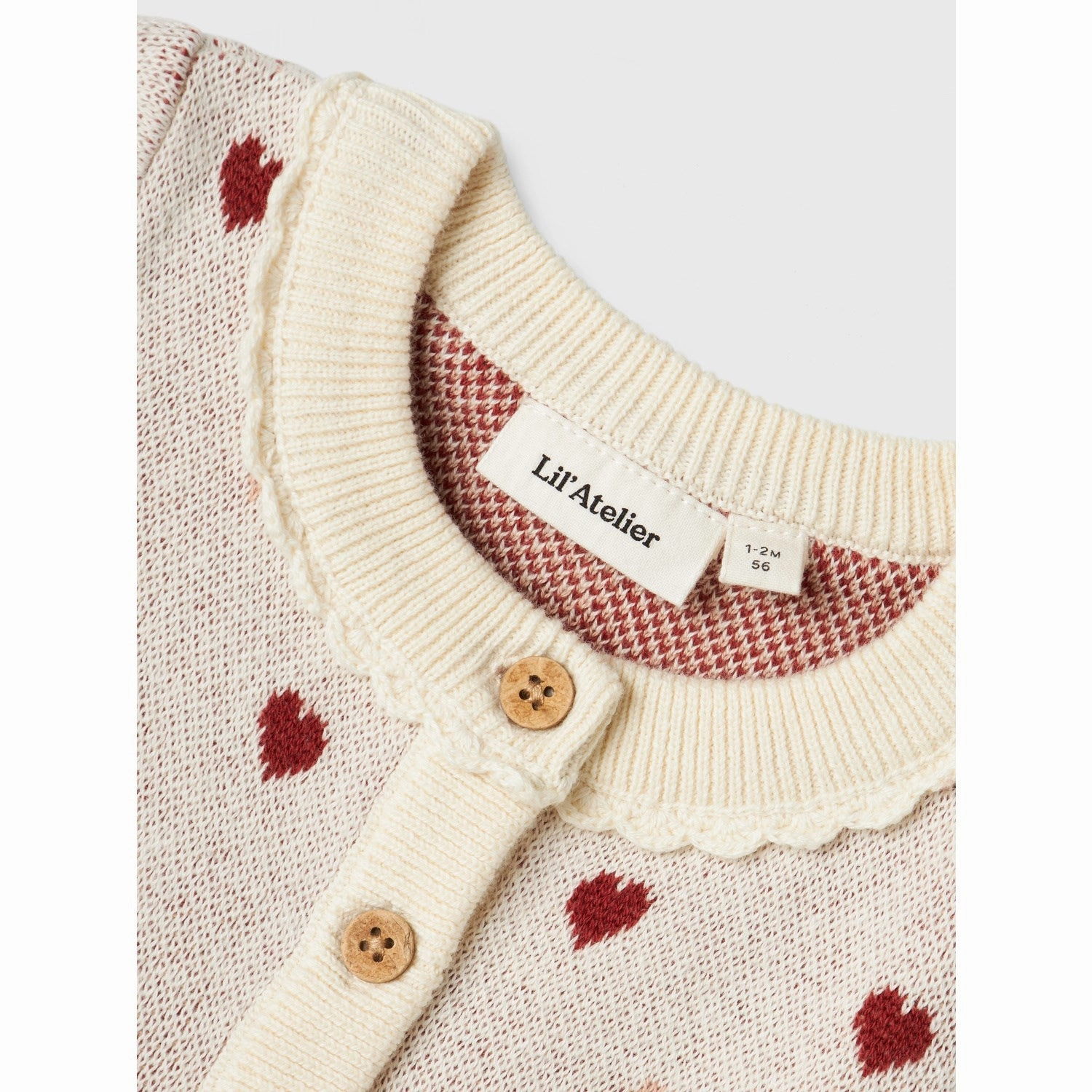 Peach Tone button detail Lil'Atelier Turtledove Saran Knit Dress Heart