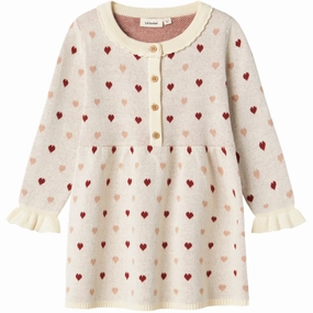 Lil'Atelier Turtledove Saran Knit Dress Heart animal-print Simple Flow