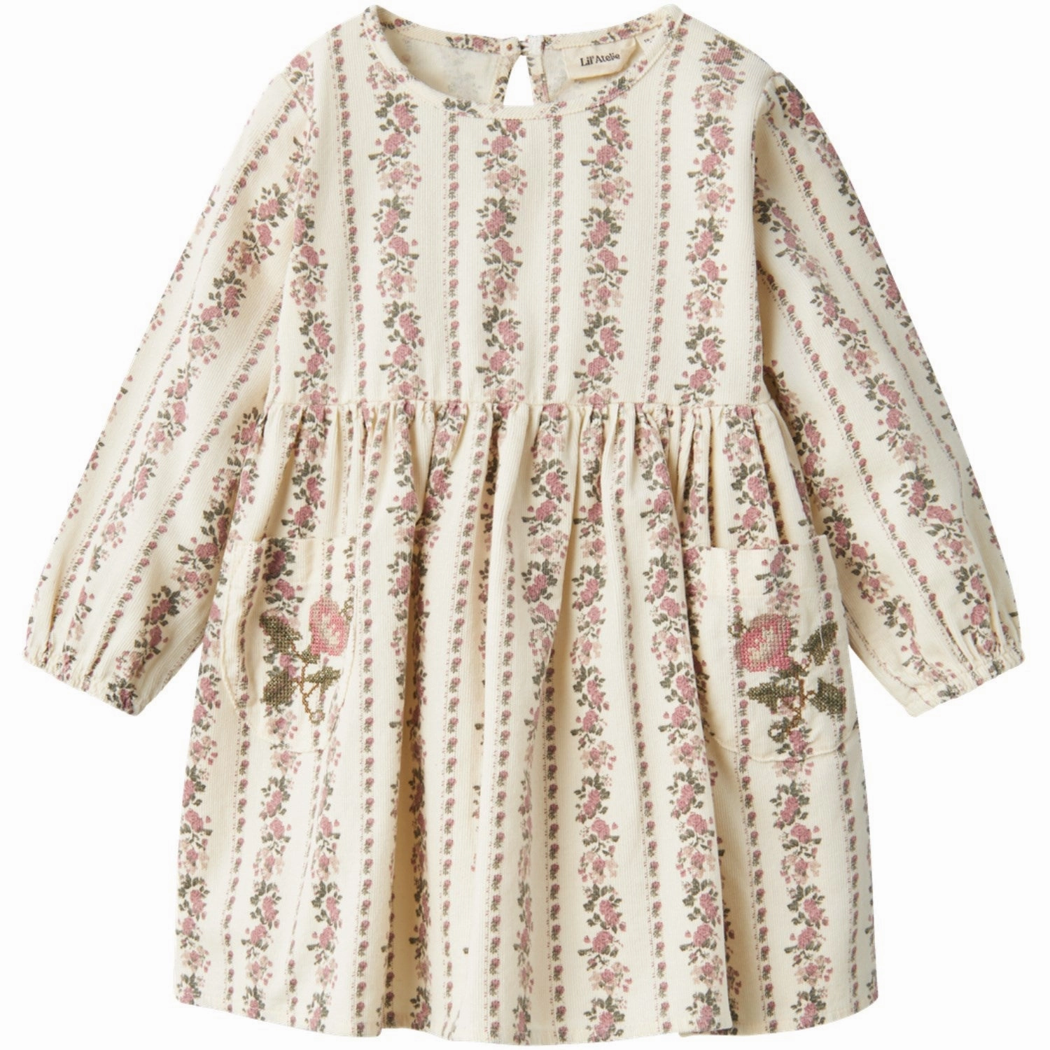 Lil'Atelier Turtledove Tala Loose Corduroy Dress Color Pop Effortless Layer Wear