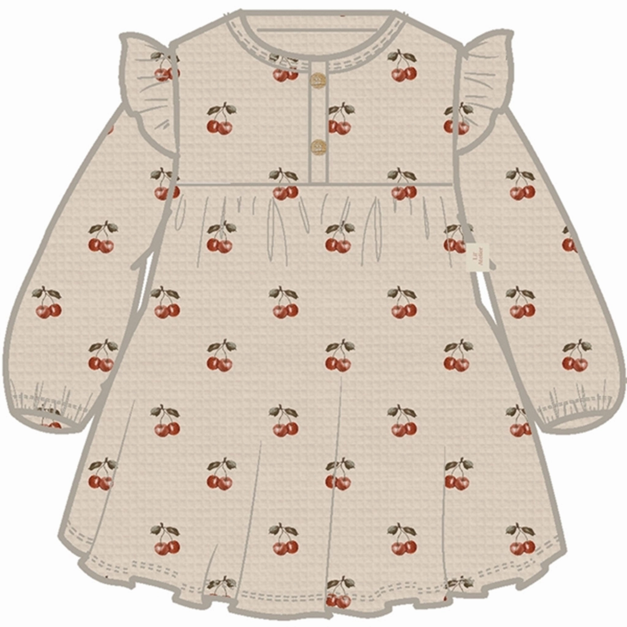 Lil'Atelier Whitecap Gray Cherries Ronja Sweat Dress Shine Dressy Chic Everyday Wear