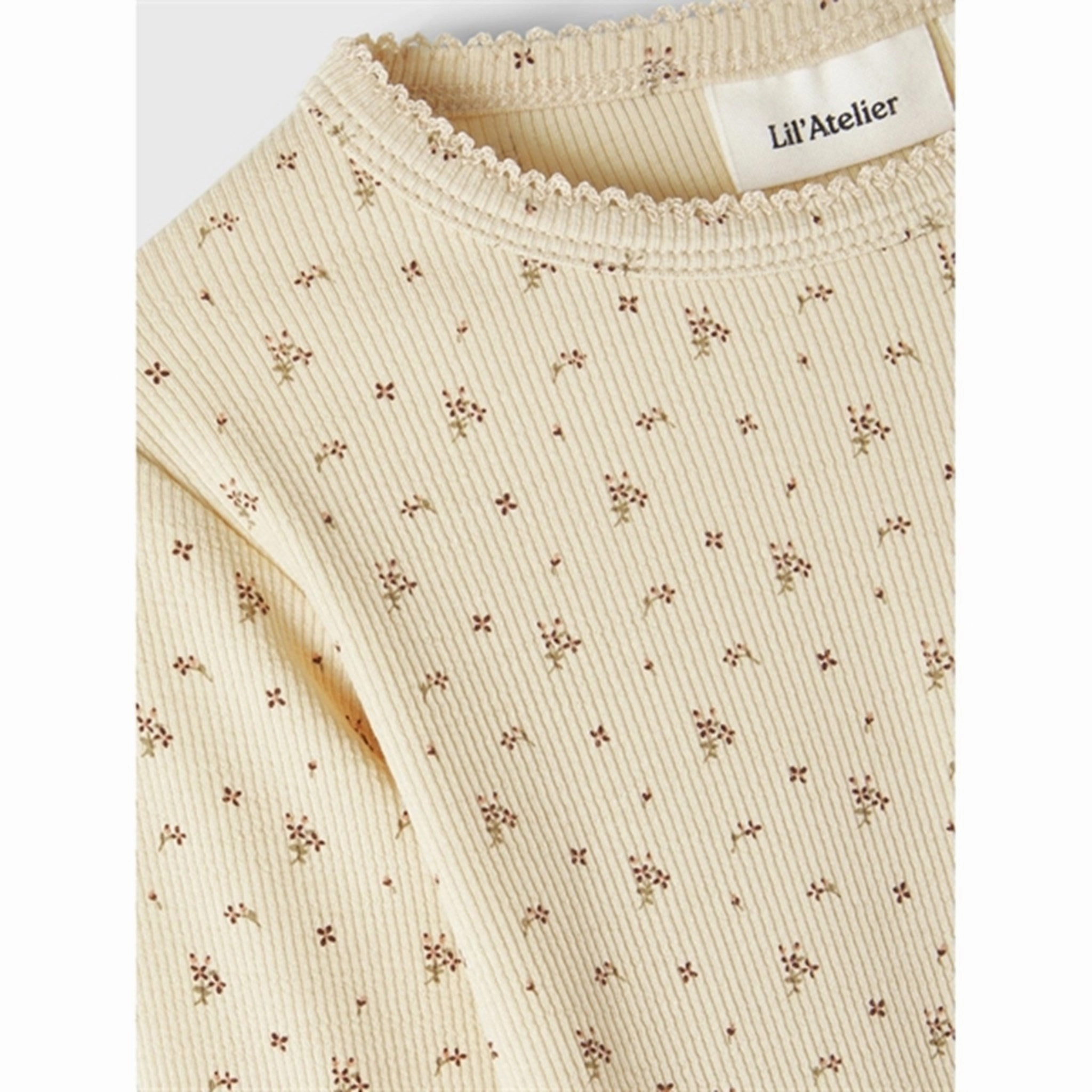 Vintage Style Embroidered Logo Lil'Atelier Wood Ash Gago Slim Blouse