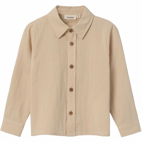 Lil'Atelier Wood Ash Ruba Shirt Polished Look Sustainable Weave