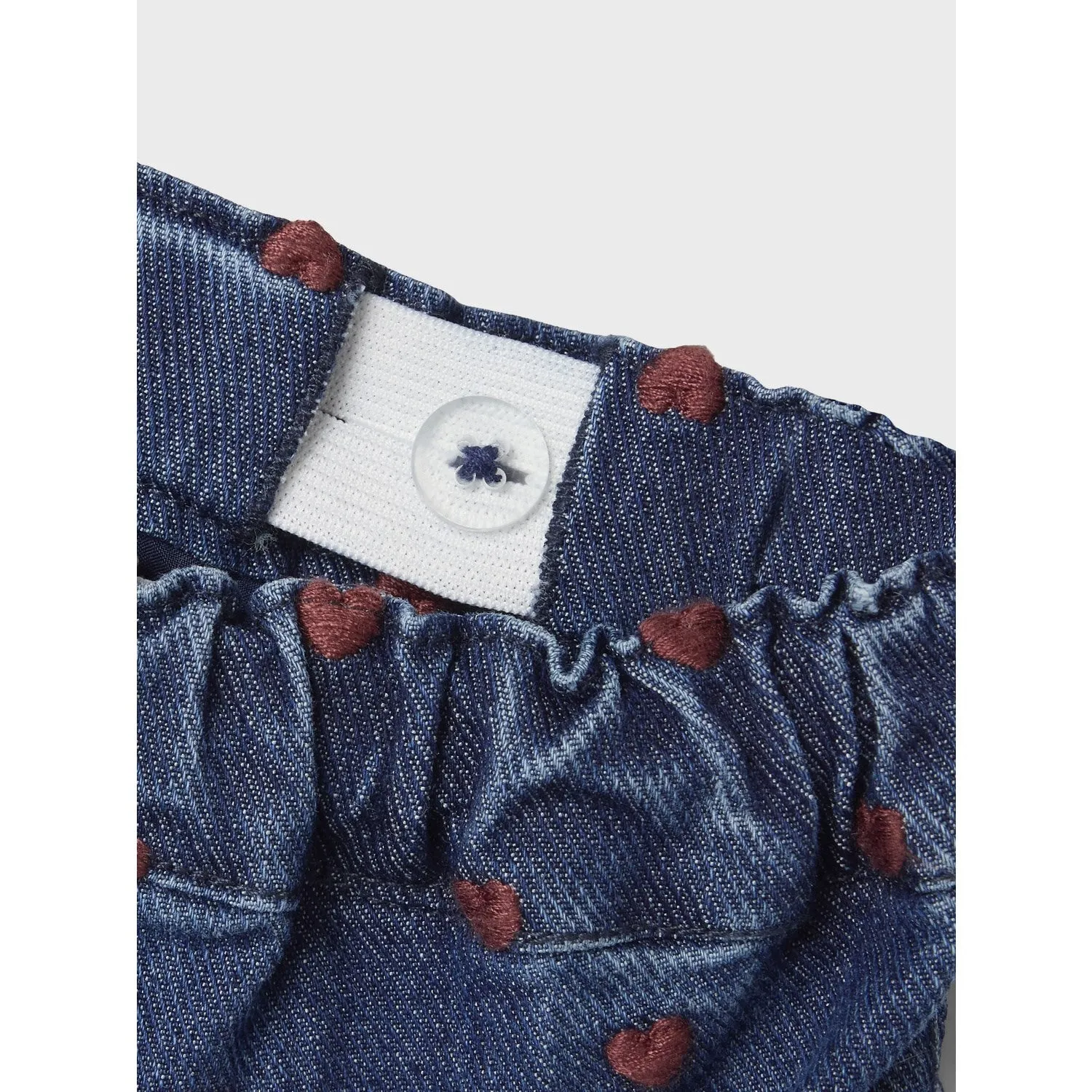 Lil'Atelier Dark Blue Denim Heart Embroidery Liva Loose Jeans Relaxed Mood