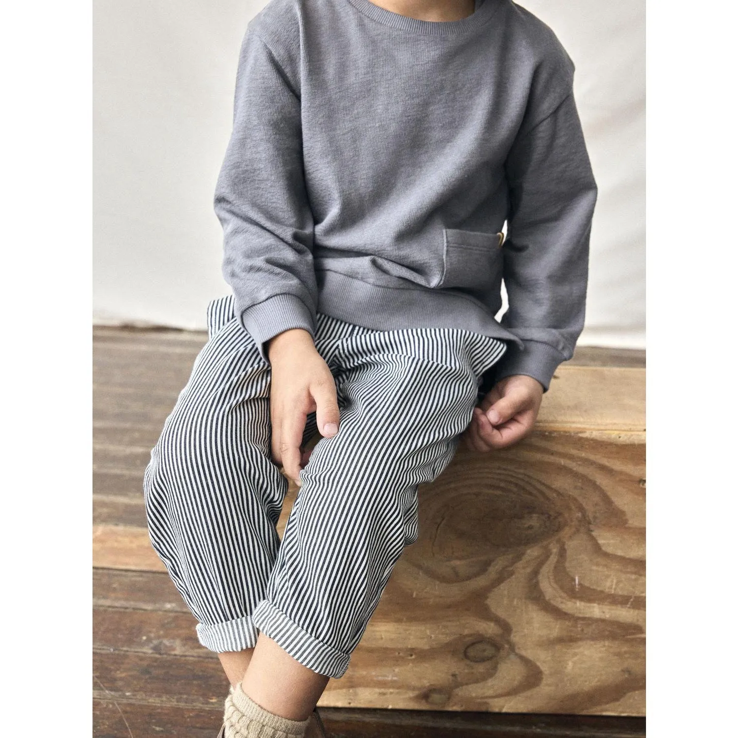 Lil'Atelier Dark Blue Denim White Nmmkasper Loose Twi Pants 4021-Cm Lil Light material