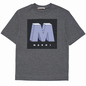 Marni Medium Gray T-shirt Complementary Colors Slim Silhouette