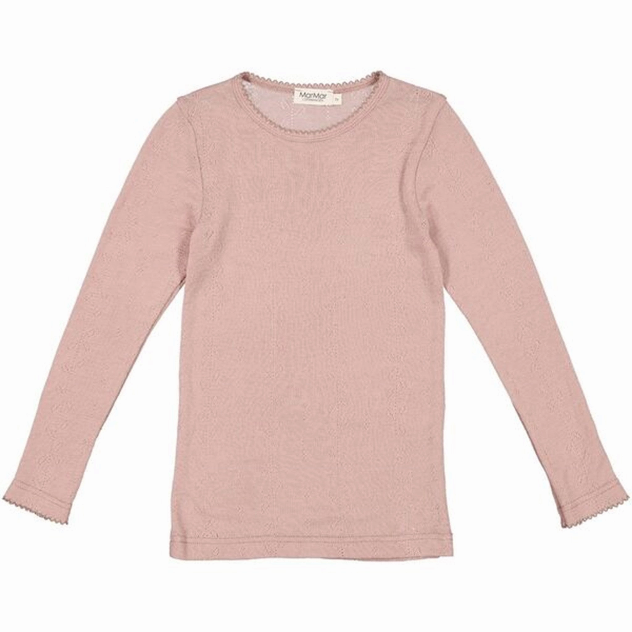 MarMar Wool Pointelle Burnt Rose Tamra T-shirt LS Trend-Driven Geometric Pattern