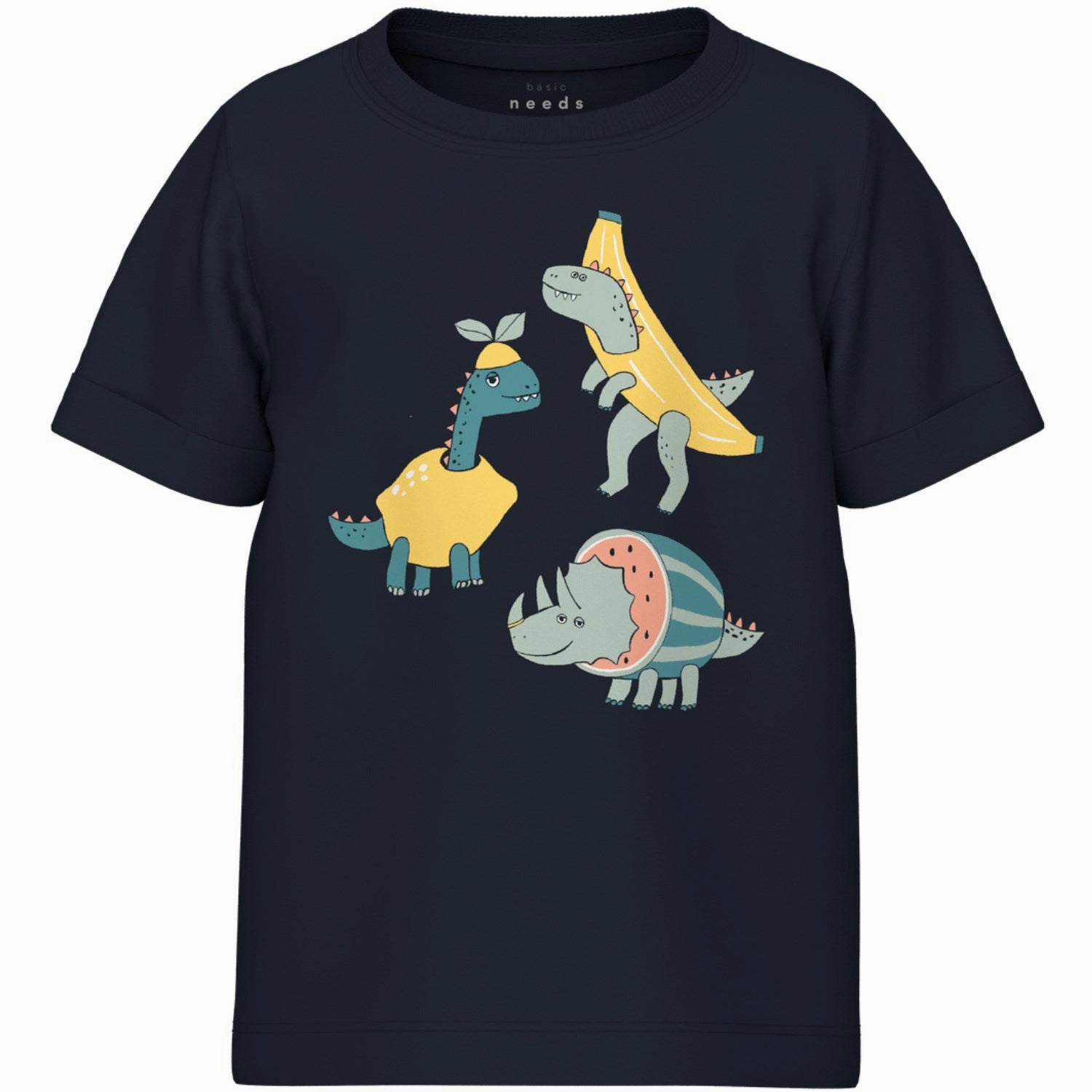 Non Iron Finish Name It Dark Sapphire Dinosaurs With Fruit Vux T-Shirt