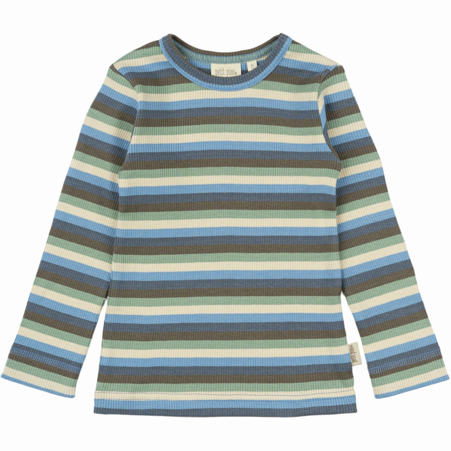 Petit Piao Allure Blue Multi Stripe Blouse Modal Multi Striped Weekend Vibes V-neck style