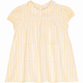 Sophisticated Charm Fl?ss Soft Yellow Heart Gingham Olivia Dress