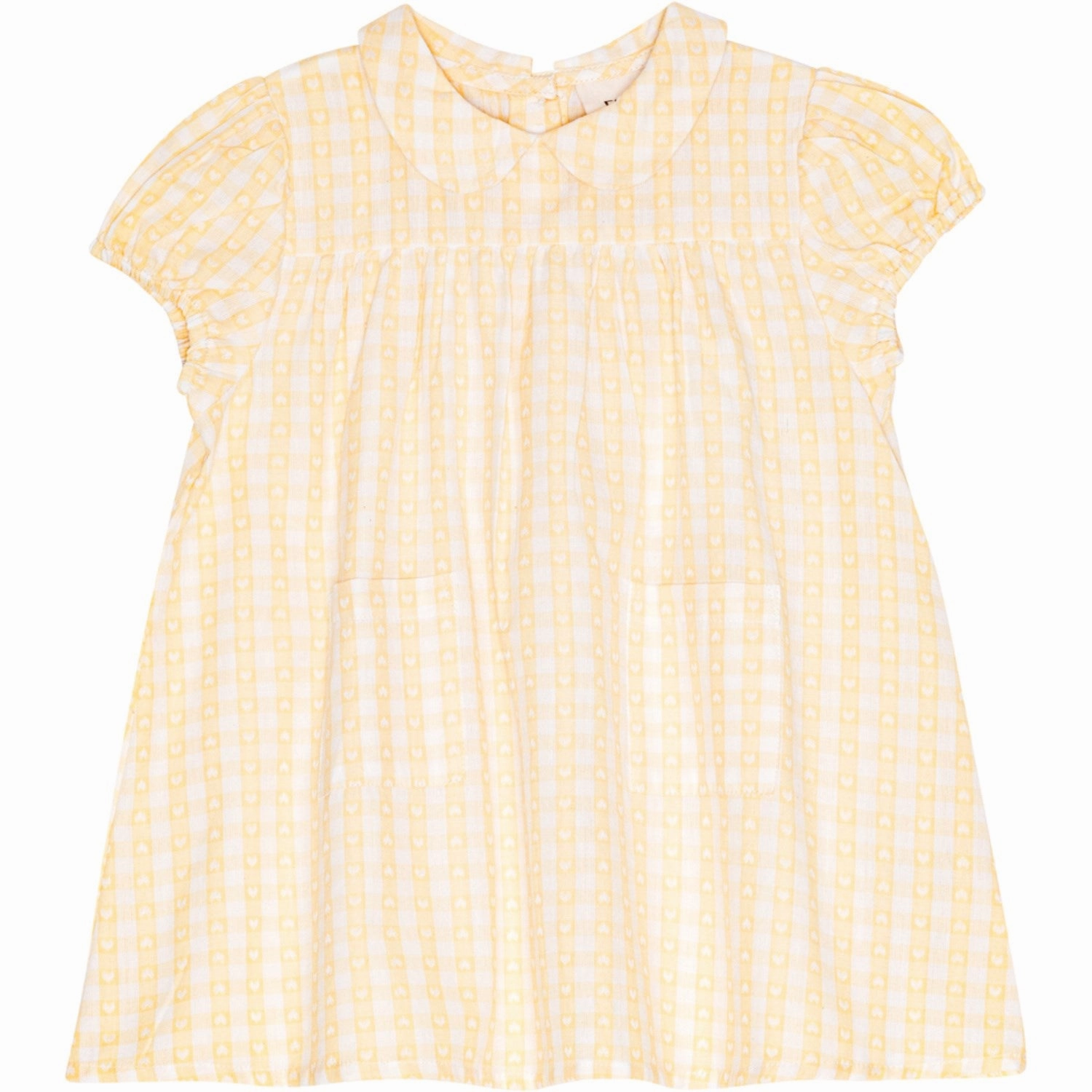 Sophisticated Charm Fl?ss Soft Yellow Heart Gingham Olivia Dress
