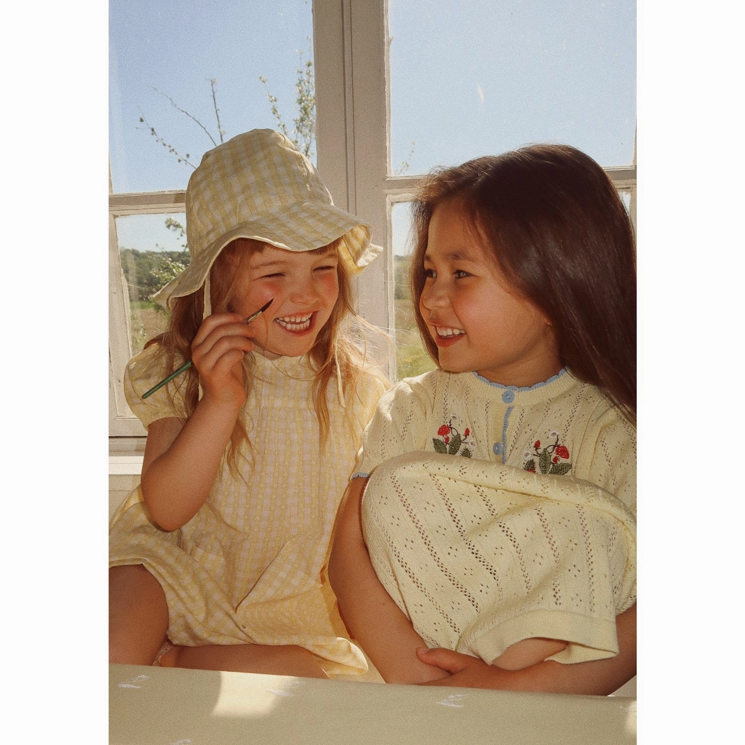 Fl?ss Soft Yellow Heart Gingham Olivia Dress Sophisticated Fit