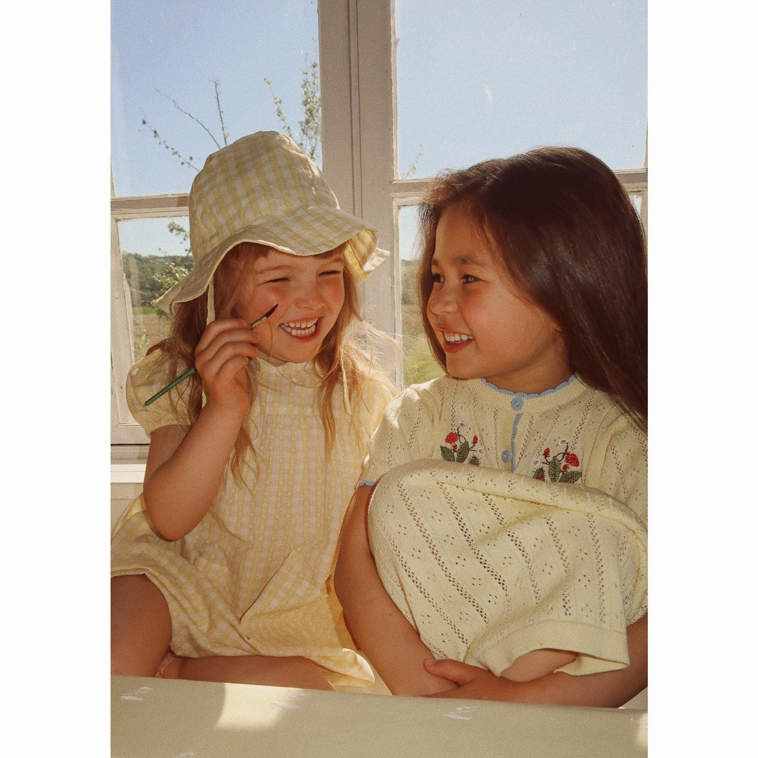 Fl?ss Soft Yellow Heart Gingham Olivia Dress Limited-Edition