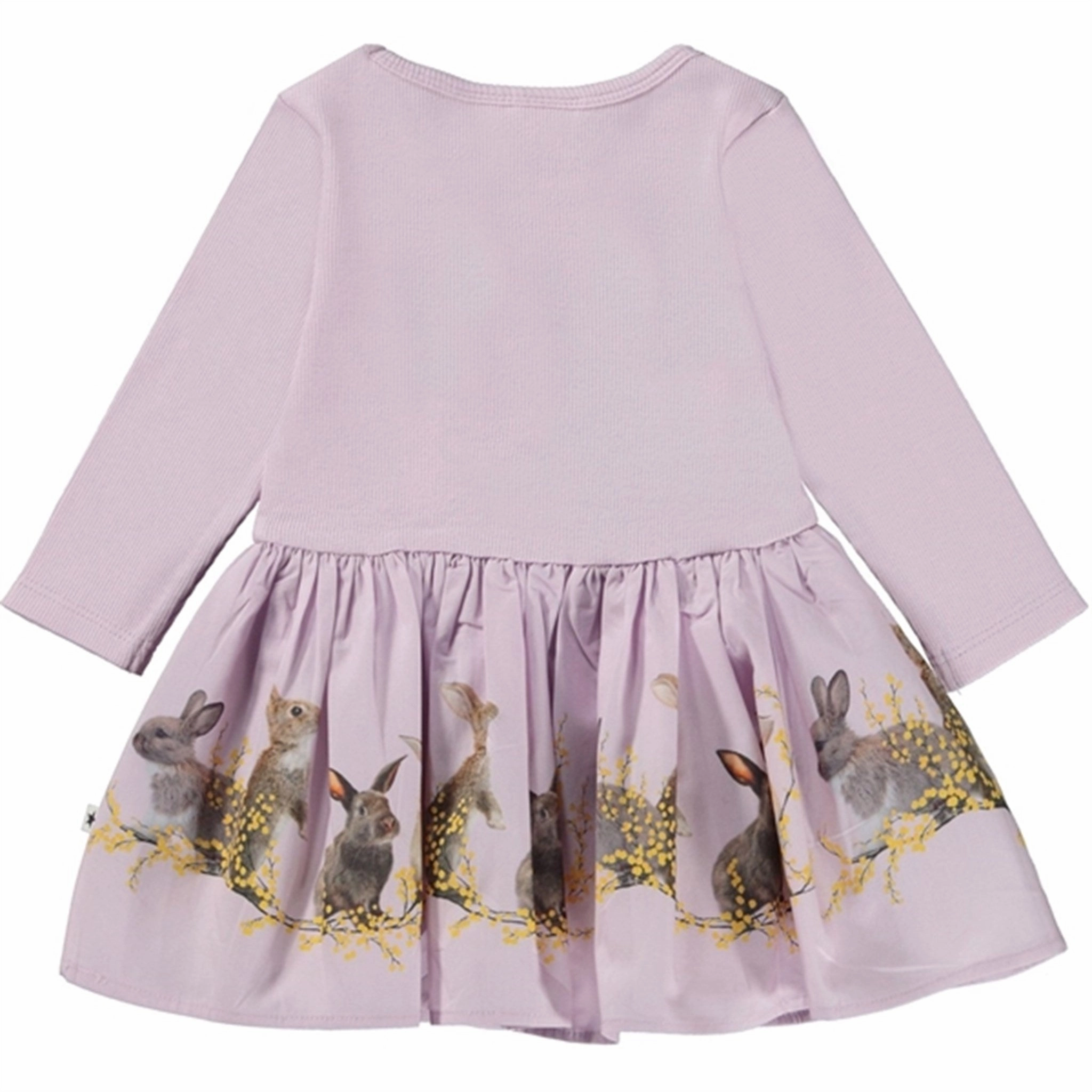 Molo Purple Bunnies Candi Dress Cozy Feel Velvet-Sleeve