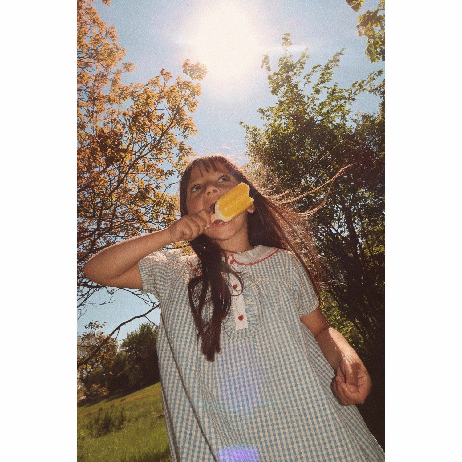 confident look Smart and Sleek Fl?ss Blue/Soft White Gingham River Dress