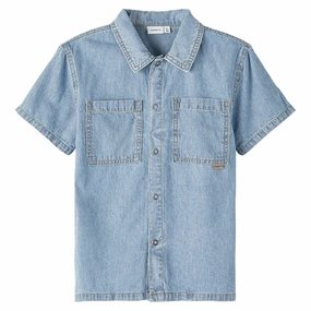 Name it Light Blue Denim Stripe Denim Shirt Denim Blend Eco-friendly