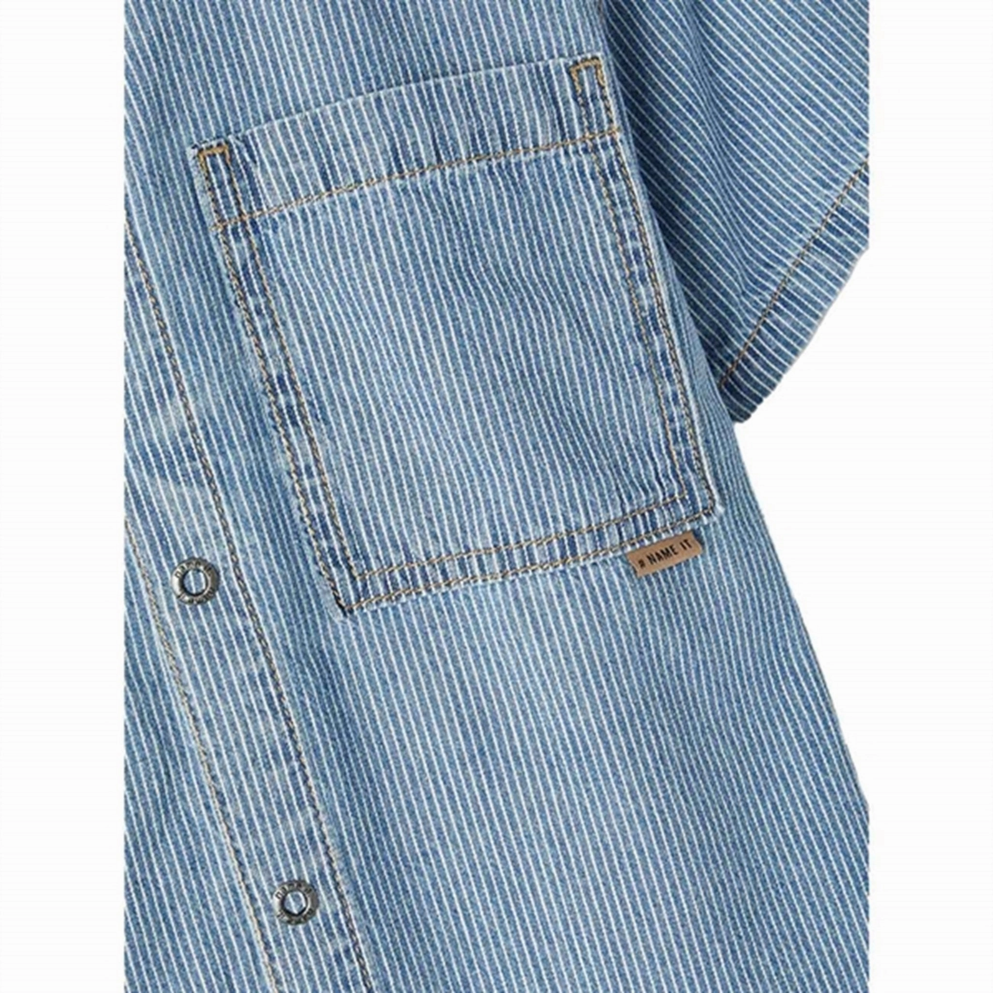 Effortless Comfort Non-Iron Name it Light Blue Denim Stripe Denim Shirt