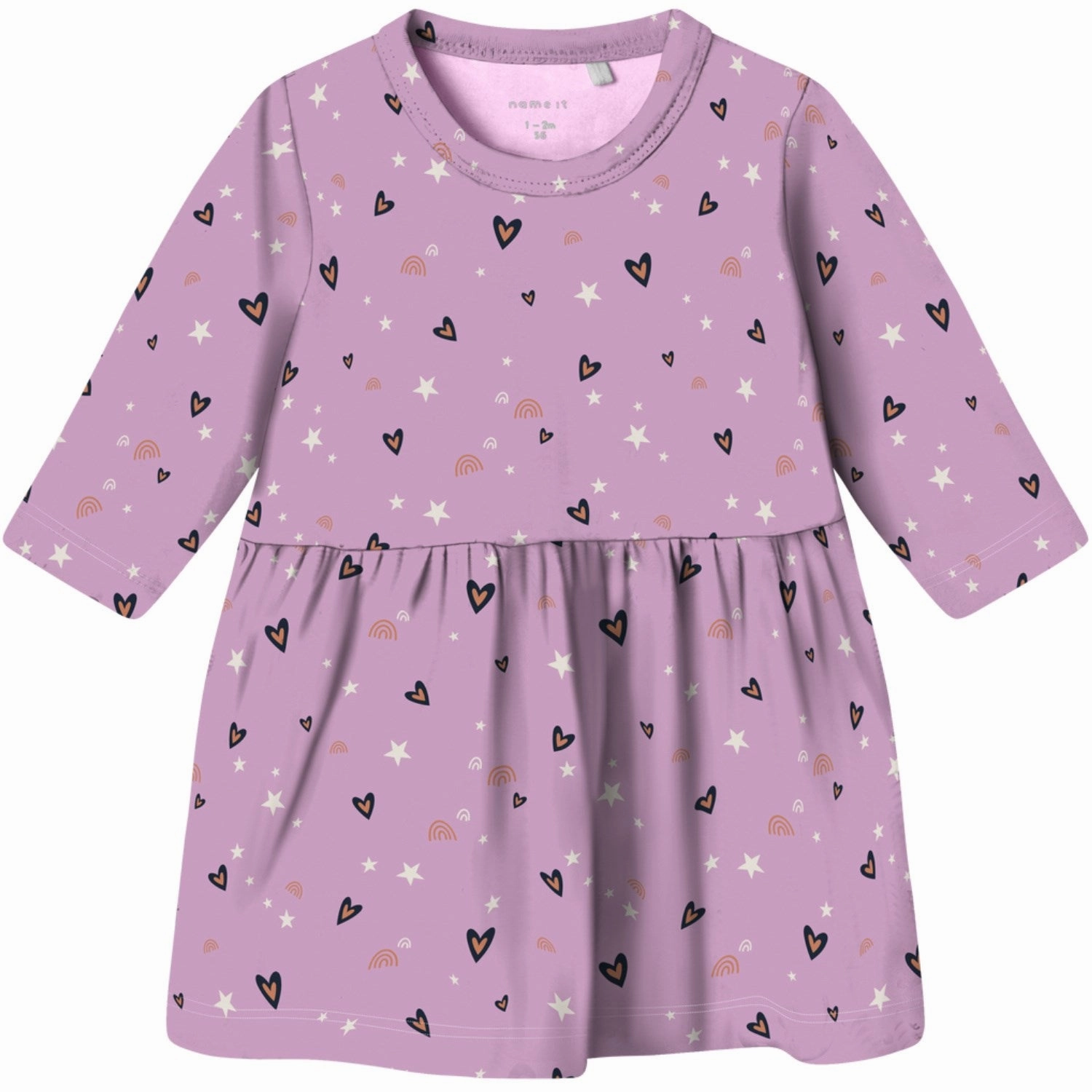 Name It Pastel Lavender Hearts Vandora Dress Subtle Flex