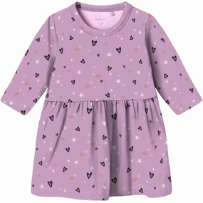 Name It Pastel Lavender Hearts Vandora Dress Subtle Flex