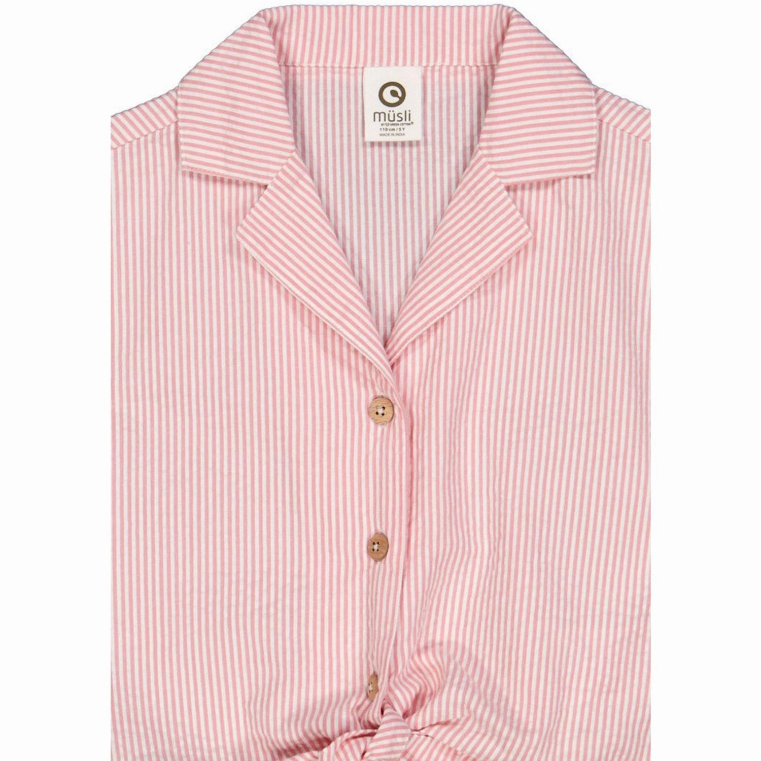 Lightweight Feel Functional Design M??sli Balsam Cream/ Bubblegum Seersucker Stripe Crop Shirt