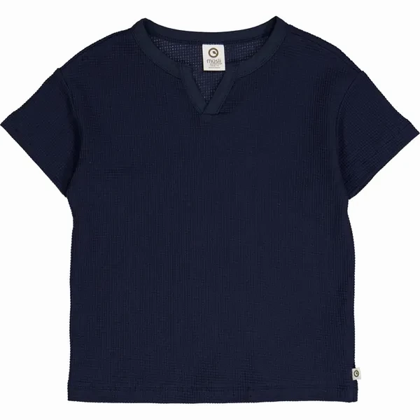 M??sli Night Blue Waffle T-Shirt Active Layering Chic Comfort Wear