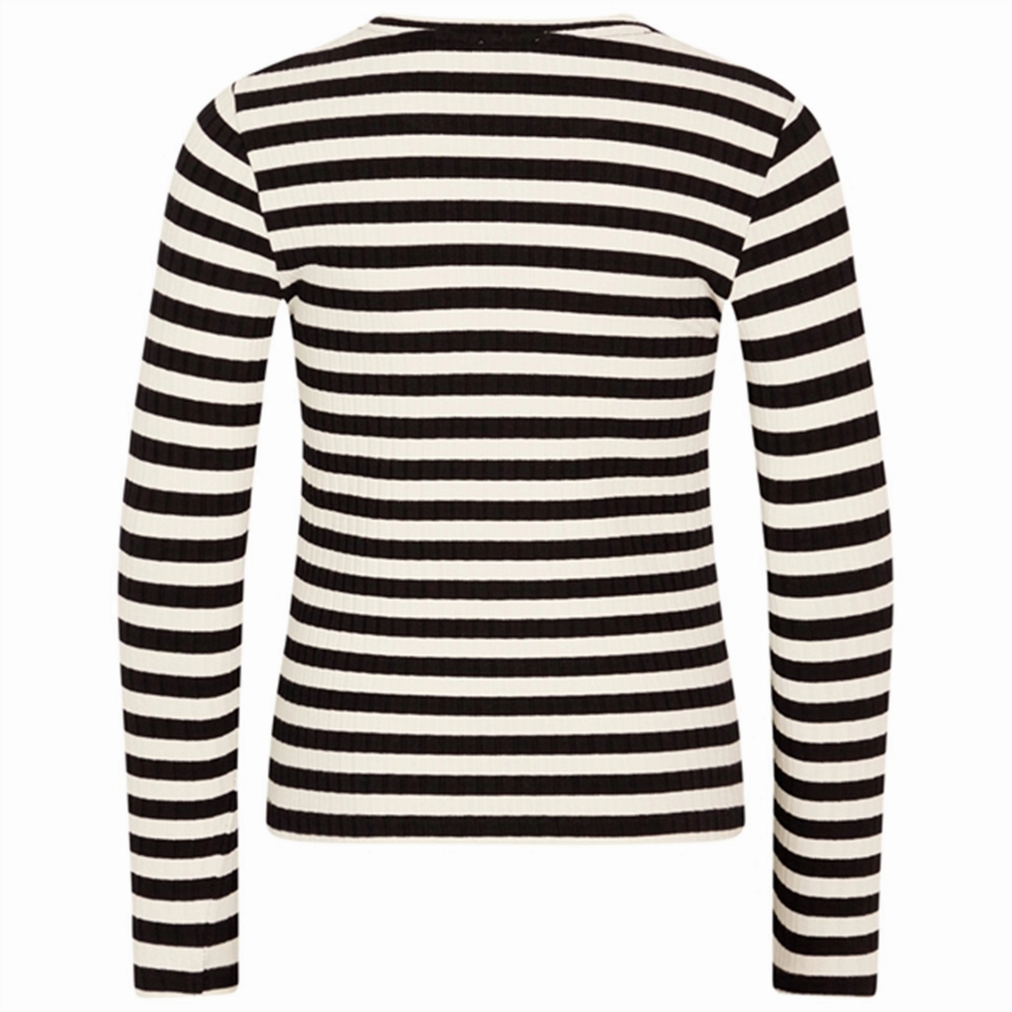 Mads N?rgaard 5x5 Classic Stripe Talika Blouse Black/Vanilla Ice Moisture wicking Layered Sleeve Cuffs