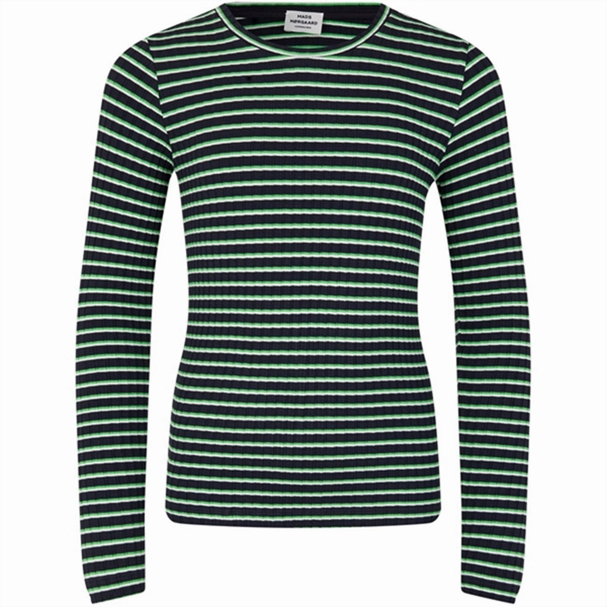 Roll-Up Sleeve Conference Appropriate Mads N?rgaard 5x5 Stripe Talika Blouse Stripe/Deep Well