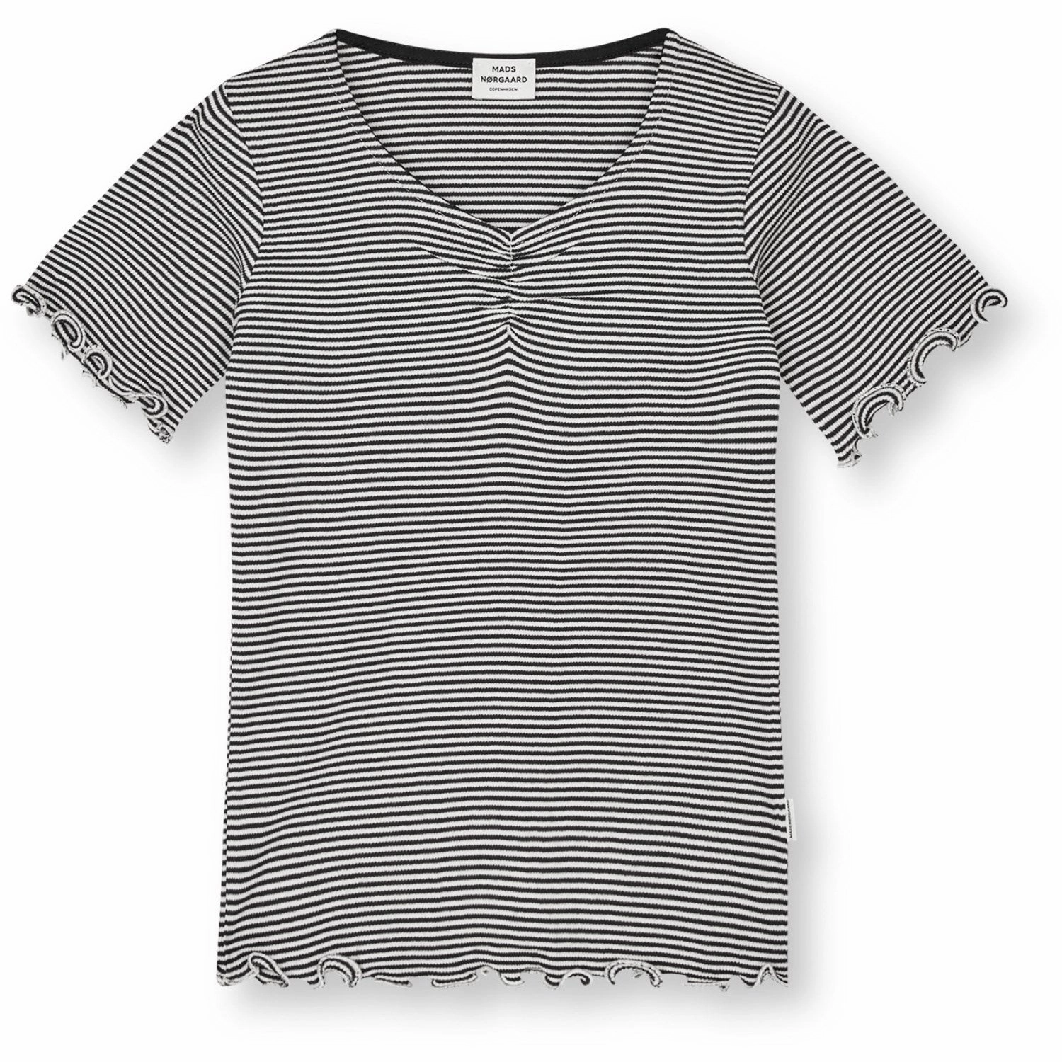Mads N?rgaard Black/Vanilla Ice 2X2 Cotton Stripe Tiki Tee Eco Certified Textile Chilly Comfort Wear