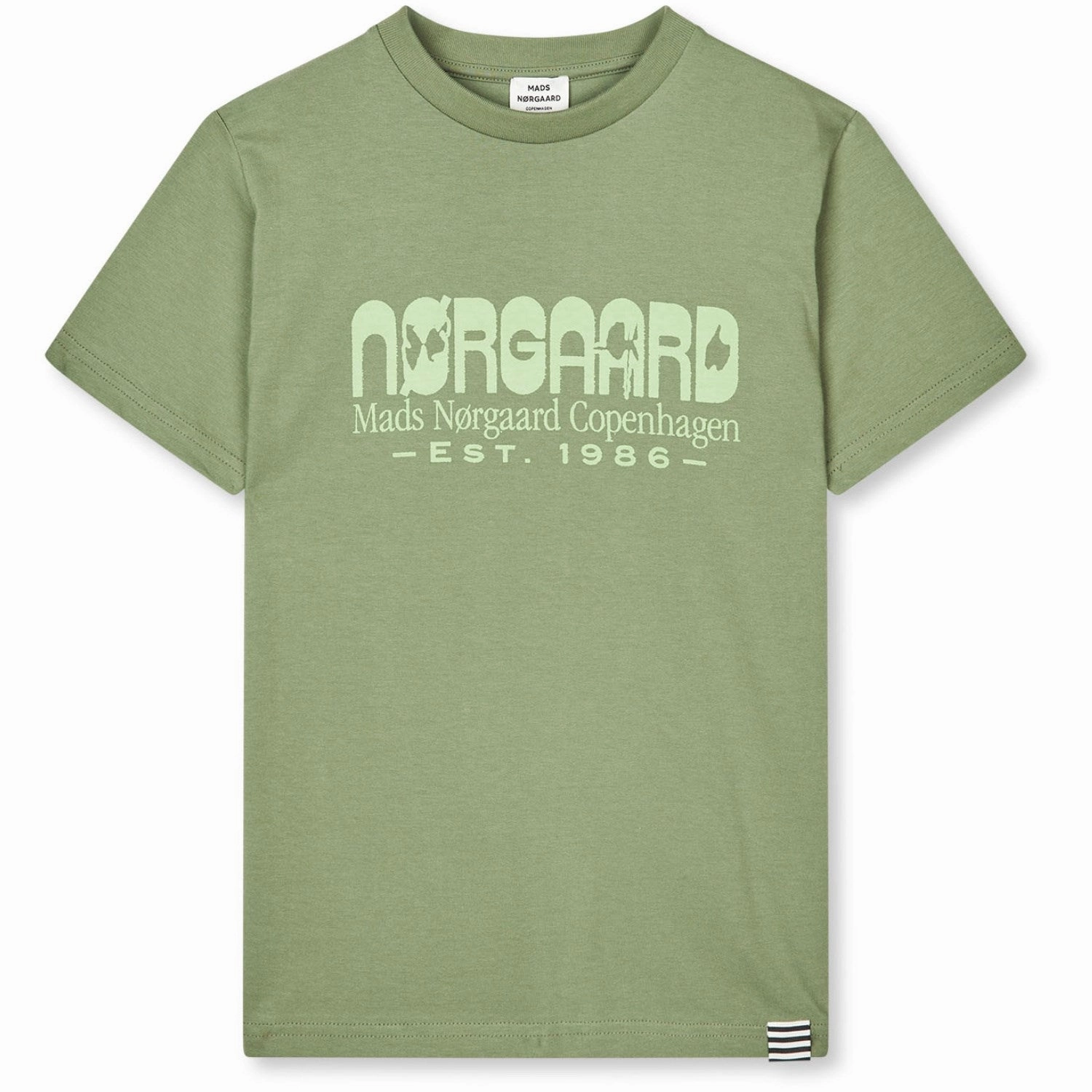 Relaxed Comfort Fit Mads N?rgaard Oil Green Printed Tee Thorlino Tee