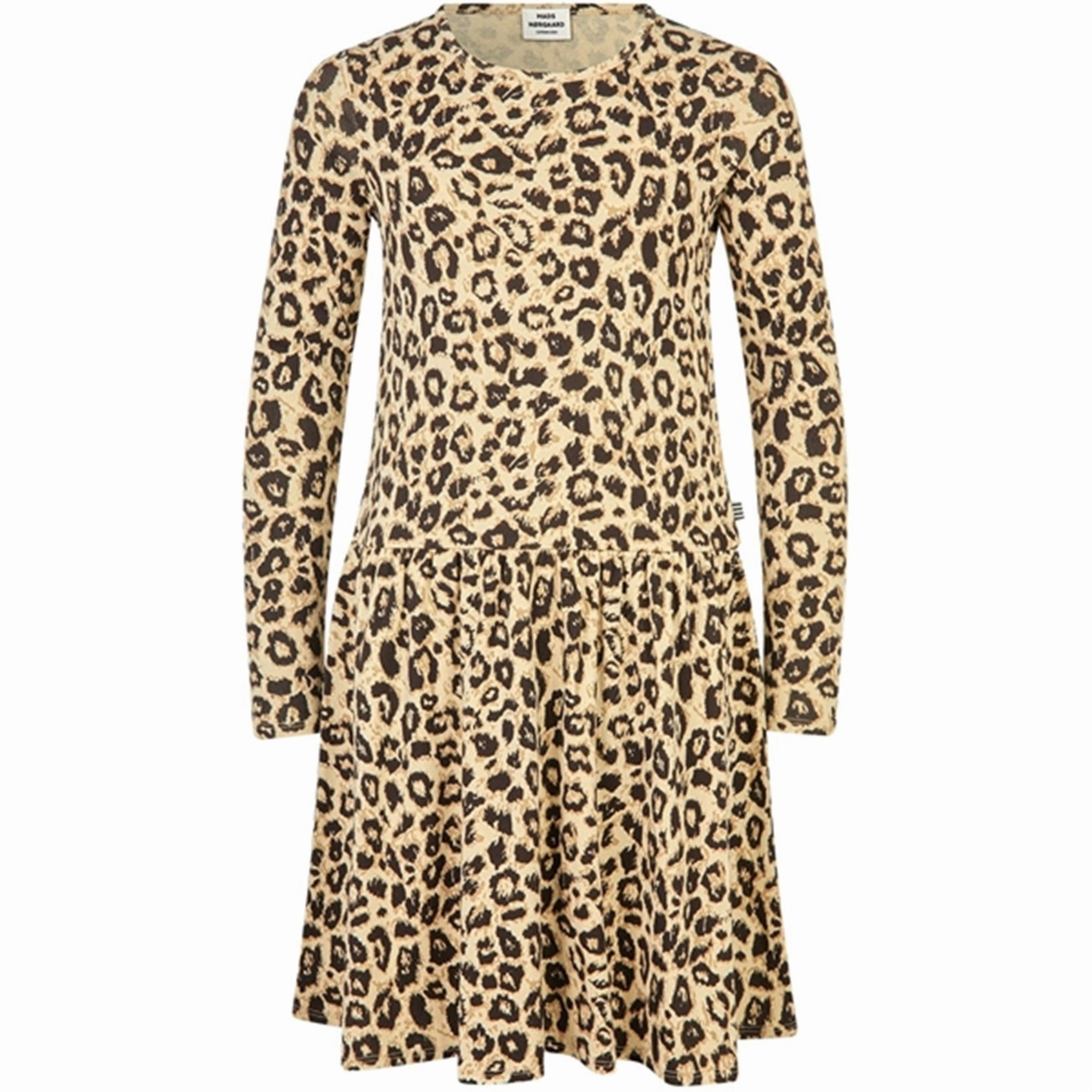 Mads N?rgaard Organic Daisina L/S Dress Leo Aop/Black Coffee Glossy Detail Puff-Sleeve