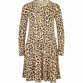 Mads N?rgaard Organic Daisina L/S Dress Leo Aop/Black Coffee Natural Feel Office Mood