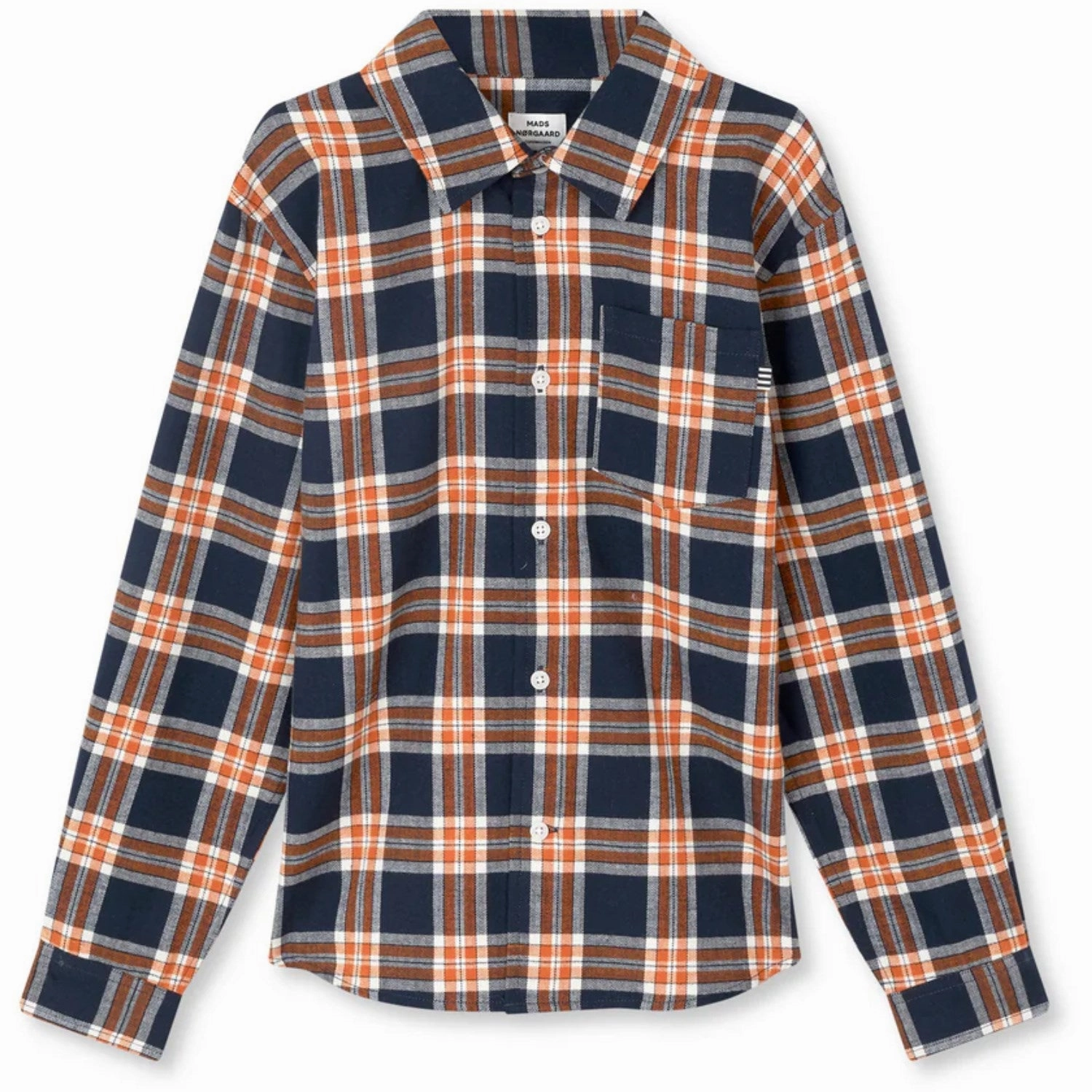 Mads N?rgaard Parisian Night/Orange Clown Fi Check Flannel Svano Shirt Distressed finish Lounge Wear