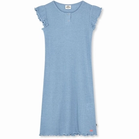 City Style Pearl-Detail Mads N?rgaard Pointella Cecilie Dress Powder Blue Melange