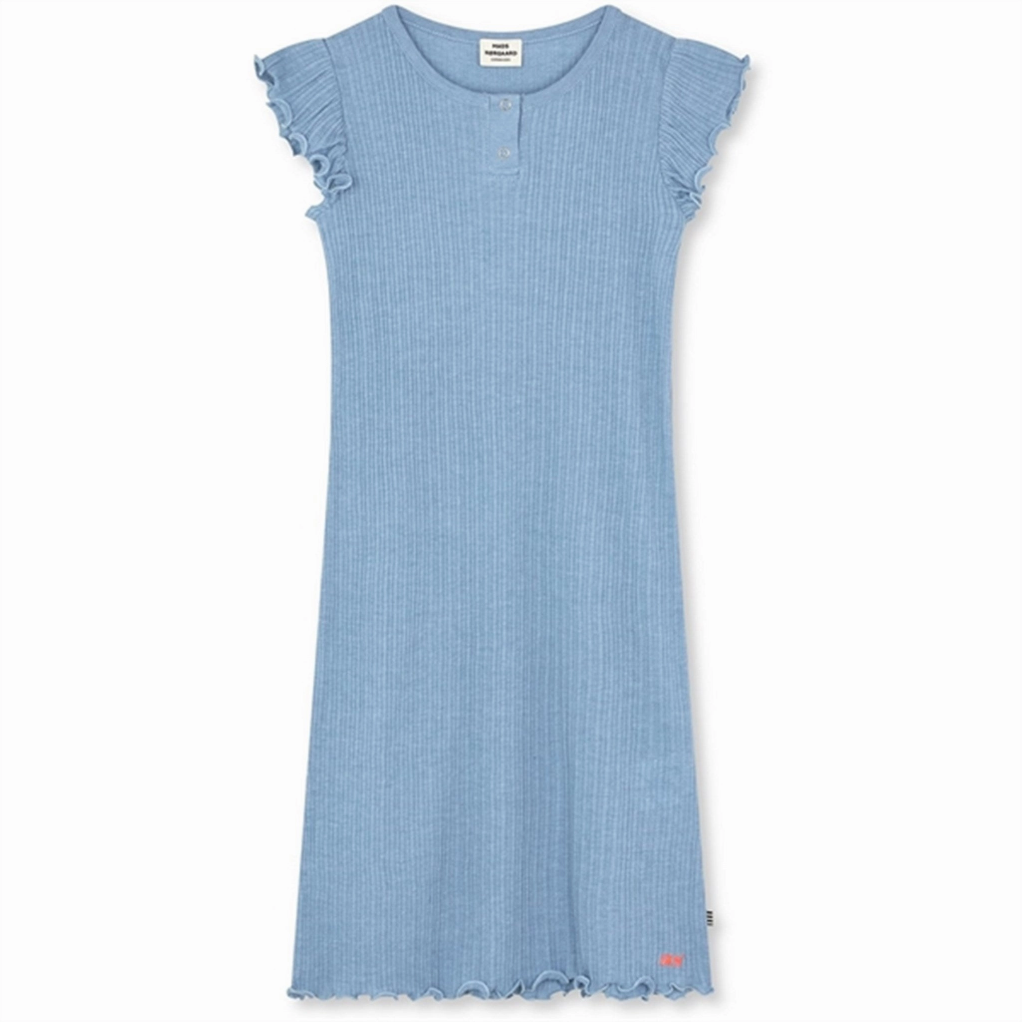 City Style Pearl-Detail Mads N?rgaard Pointella Cecilie Dress Powder Blue Melange