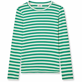 Stretch Material Mads N?rgaard Vanilla Ice/Verdant Green 5X5 Classic Stripe Talika Top