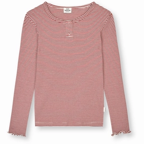 Youth fashion Day-To-Night Wear Mads N?rgaard Winery/Vanilla Ice 2X2 Cotton Stripe Tala Tee Ls
