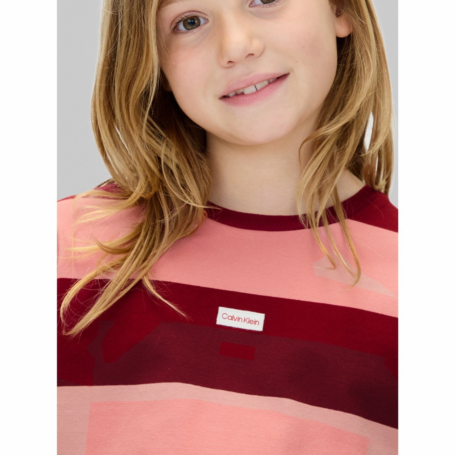 Lightweight Feel Calvin Klein Raspberry Chocolate / Apricot Cn Stripe Ls T-Shirt