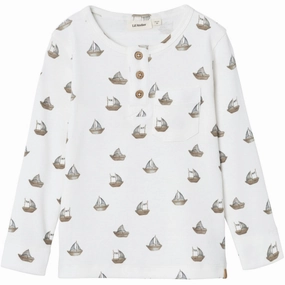 Lil'Atelier Coconut Milk Boat Gavo Slim Blouse Premium Pima Cotton Eco Friendly Dye