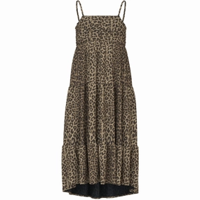 Draped Silhouette Name It Black Leopard AOP Vinaya Strap Maxi Dress