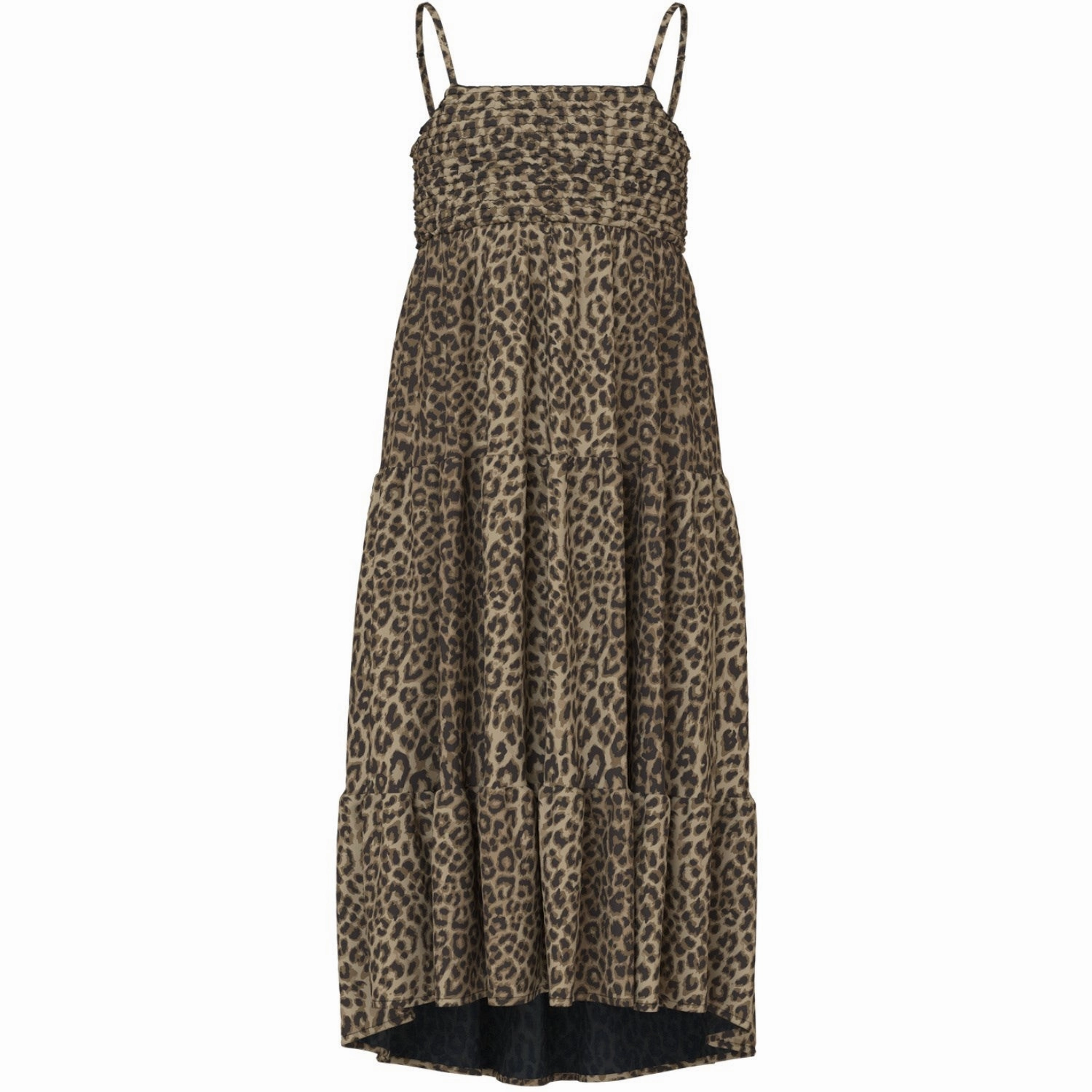 Draped Silhouette Name It Black Leopard AOP Vinaya Strap Maxi Dress