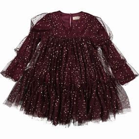 MarMar Ballerina Dotty Deep Mulberry Dionne Dress Sleek Appearance Trendy Look