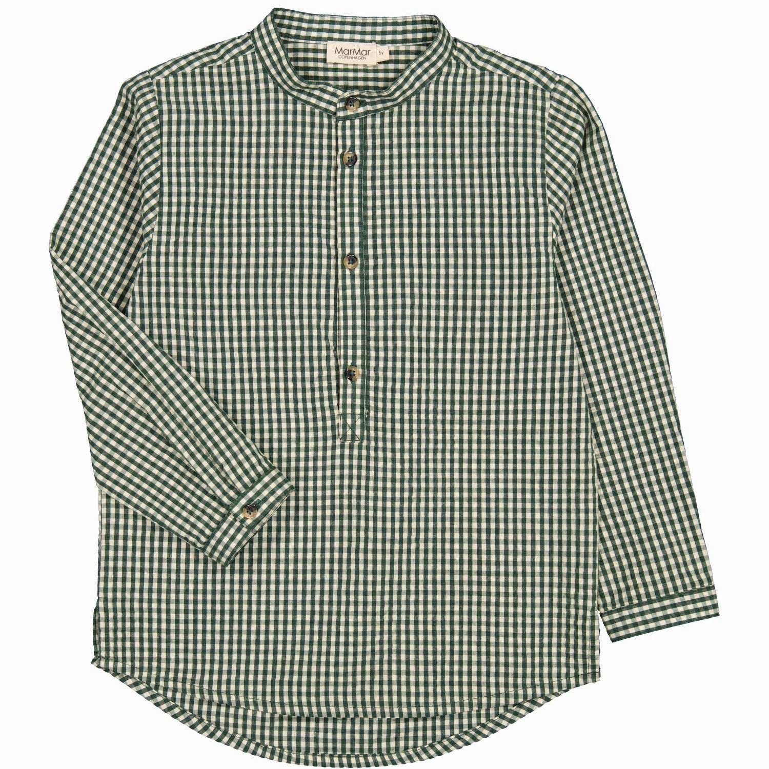 MarMar Cotton Seersucker Green Check Timmo Shirt Subtle design