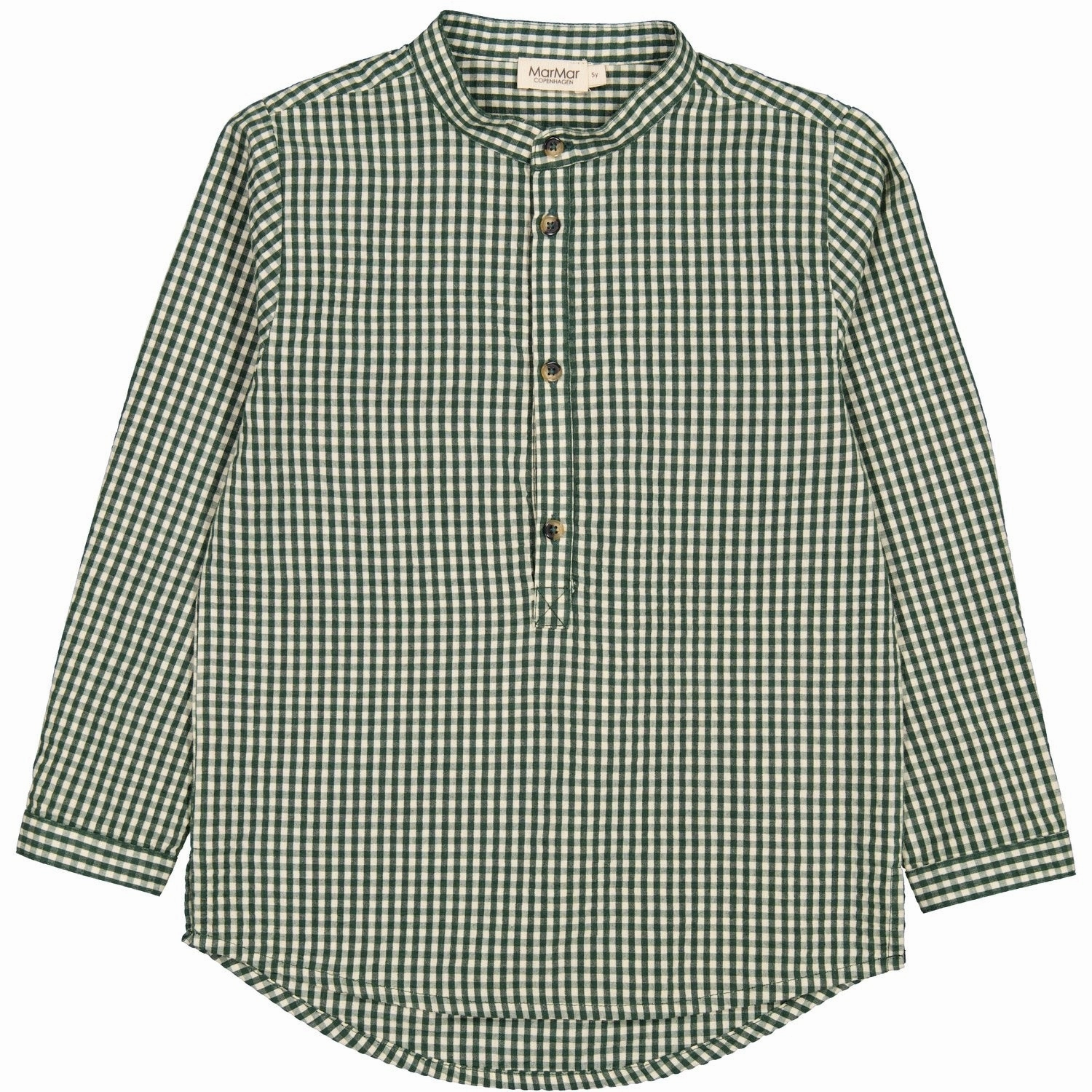 Contrast Stitch MarMar Cotton Seersucker Green Check Timmo Shirt