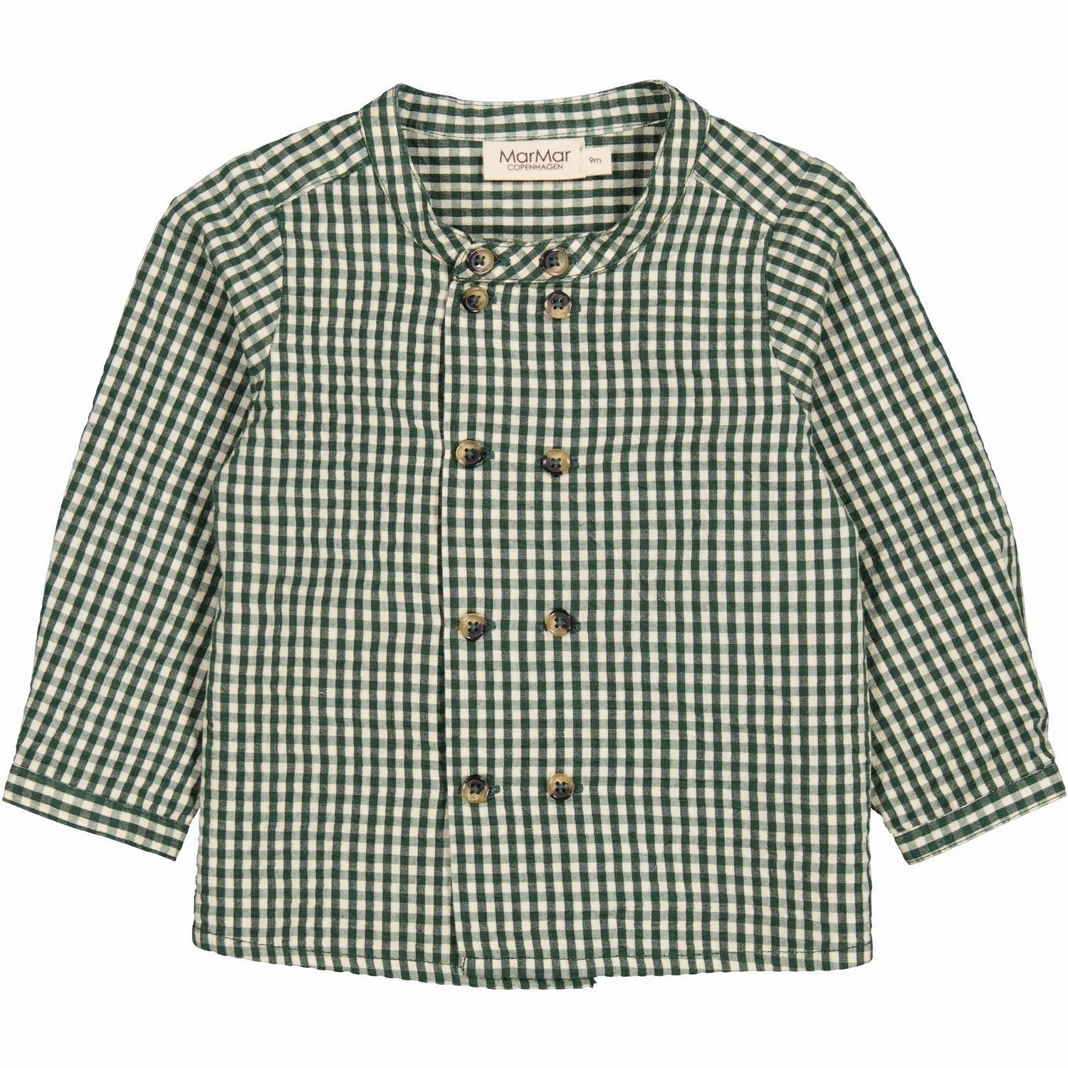 MarMar Cotton Seersucker Green Check Toke Shirt Eco-Friendly Choice Relaxed Vibe
