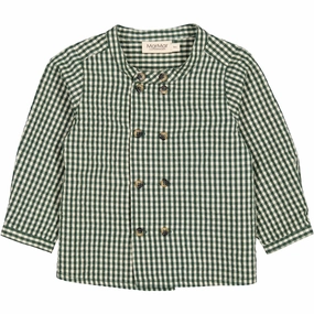 MarMar Cotton Seersucker Green Check Toke Shirt Eco-Friendly Choice Relaxed Vibe