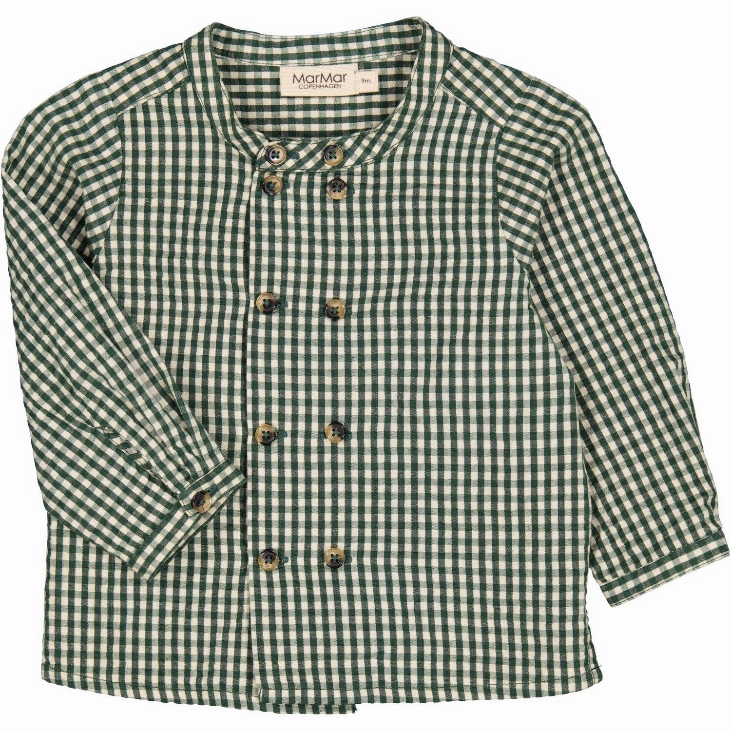 Anti-static MarMar Cotton Seersucker Green Check Toke Shirt