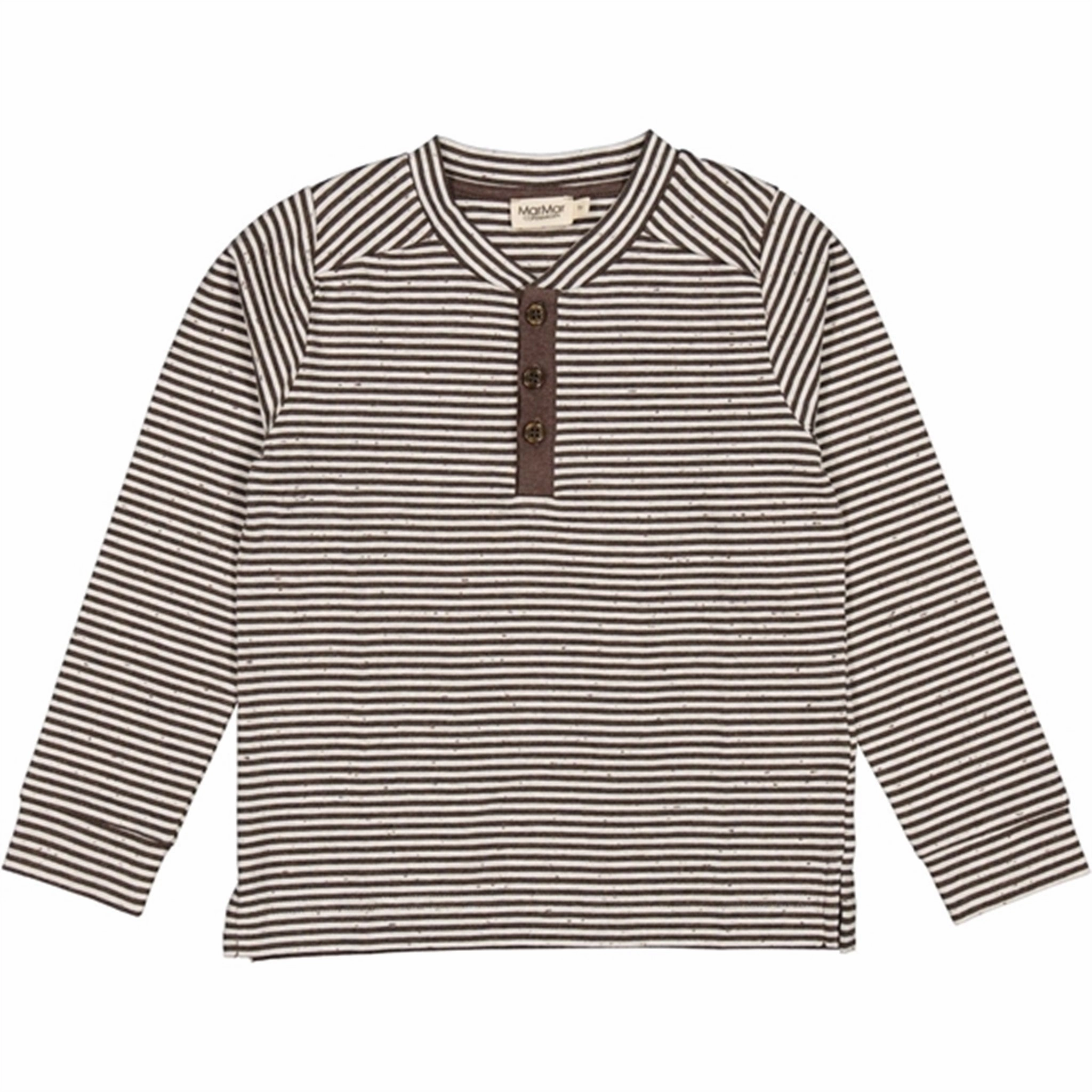 Polished Placket Festival Fashion MarMar Deep Choco Stripe Tavus Blouse