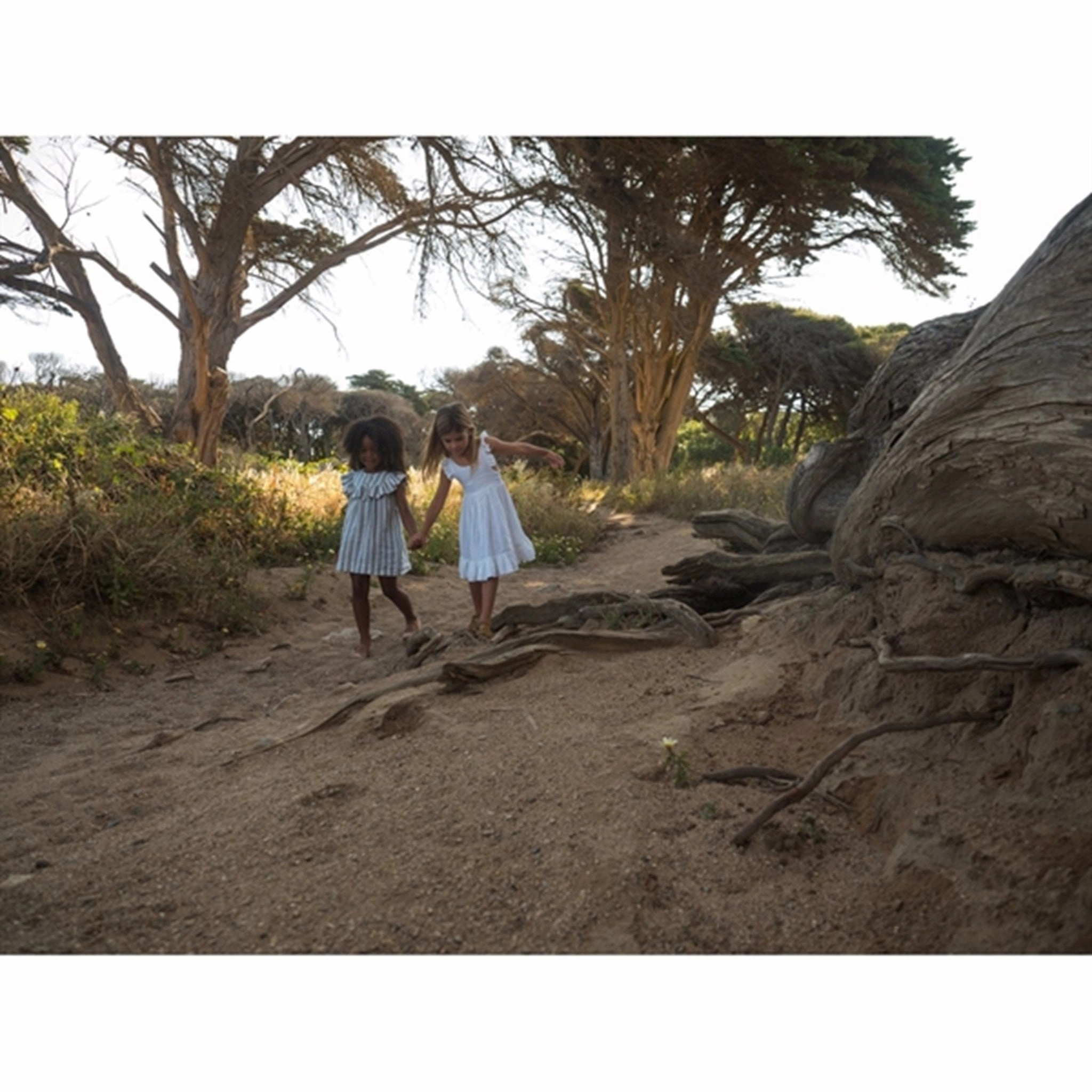 MarMar Dusty Blue Stripe Drussa Dress Texture Soft Light Coral