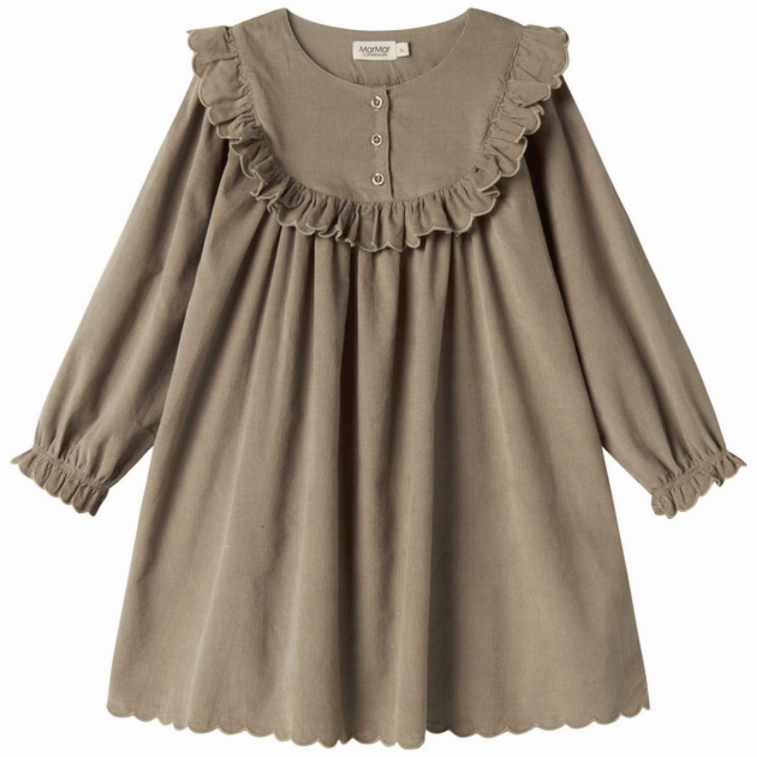 MarMar Fine Cord Mud Delina LS Dress Flow Sleeve Heart Glow