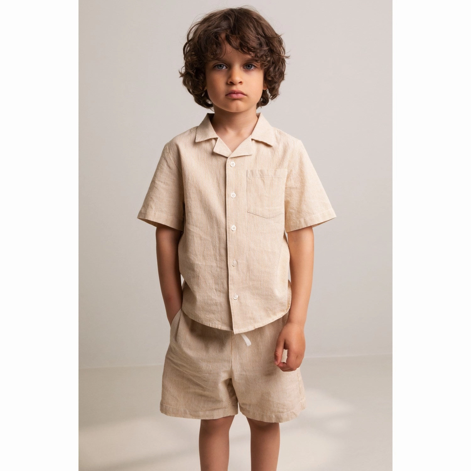 Printed design Laser Cut Edge Detail MarMar Fine Cotton Dijon Stripe Tage Shirt