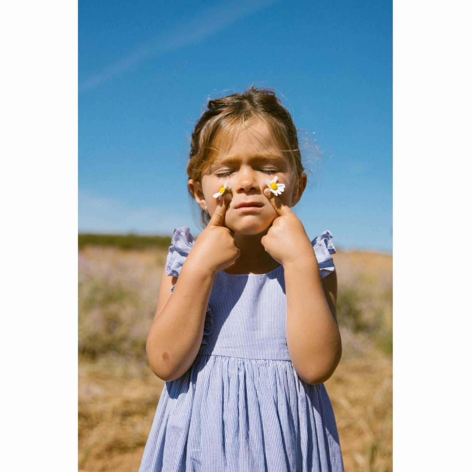 MarMar Fine Cotton Navy Stripe Danita Frill Dress Sage Detail